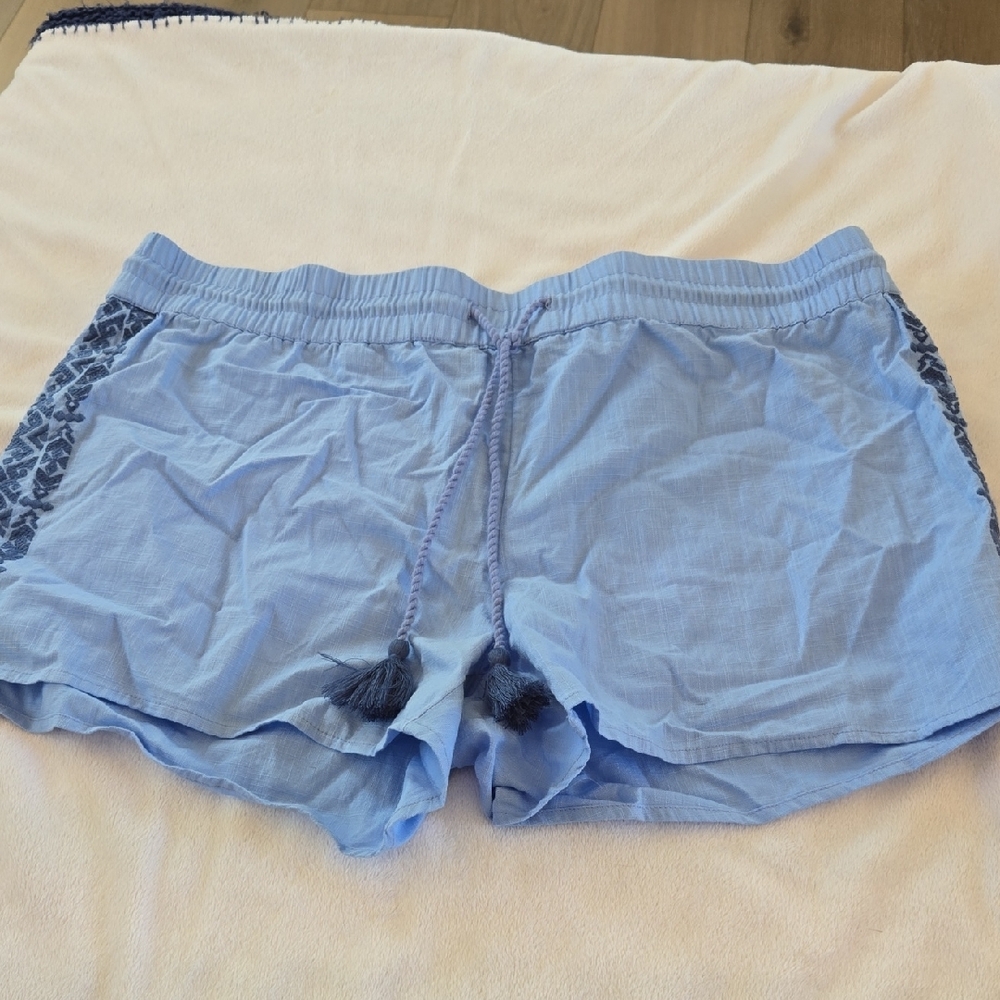 Light Blue Shorts with Tassel Drawstring